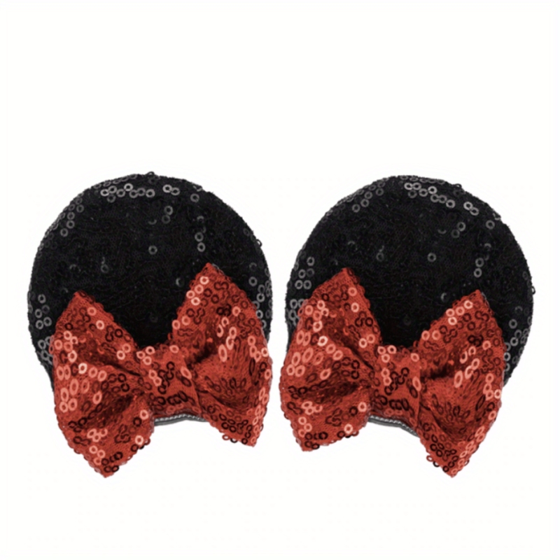 Sequin Mouse Ears Hair Clips Glitter Bows Baby Girls Accessories