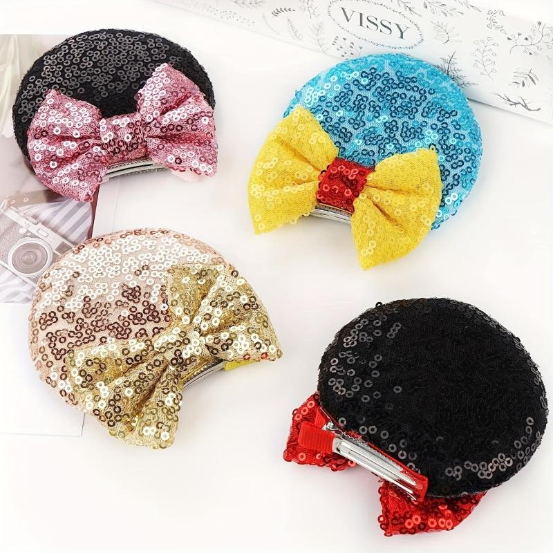 Sequin Mouse Ears Hair Clips Glitter Bows Baby Girls Accessories