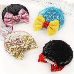 Sequin Mouse Ears Hair Clips Glitter Bows Baby Girls Accessories