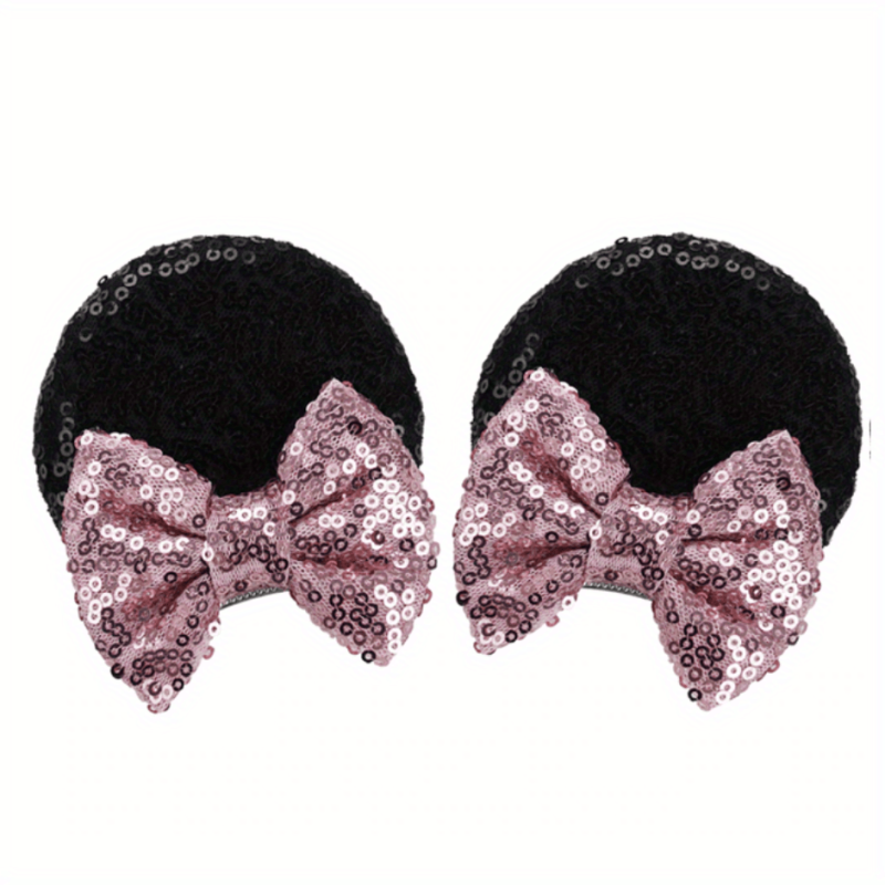 Sequin Mouse Ears Hair Clips Glitter Bows Baby Girls Accessories