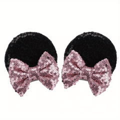 Sequin Mouse Ears Hair Clips Glitter Bows Baby Girls Accessories