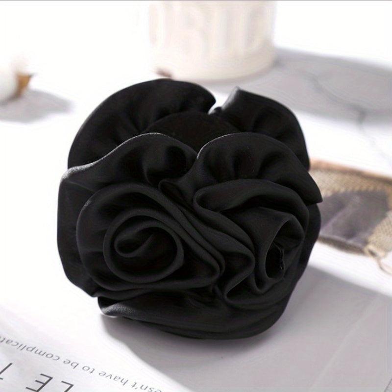 Fabric Flower Hair Claw Ponytail Holder for Women Girls