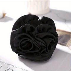 Fabric Flower Hair Claw Ponytail Holder for Women Girls