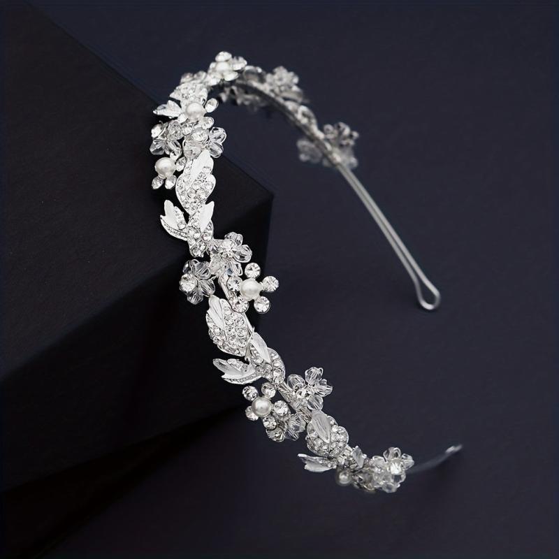 Rhinestone Faux Pearl Headband Alloy Head Hoop Queen Hair Band