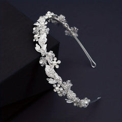 Rhinestone Faux Pearl Headband Alloy Head Hoop Queen Hair Band