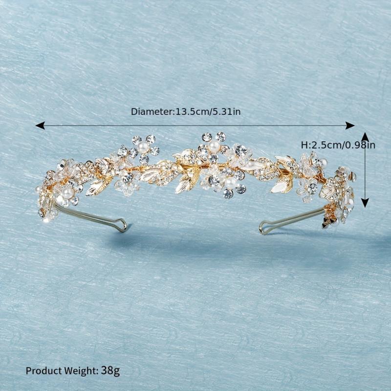 Rhinestone Faux Pearl Headband Alloy Head Hoop Queen Hair Band