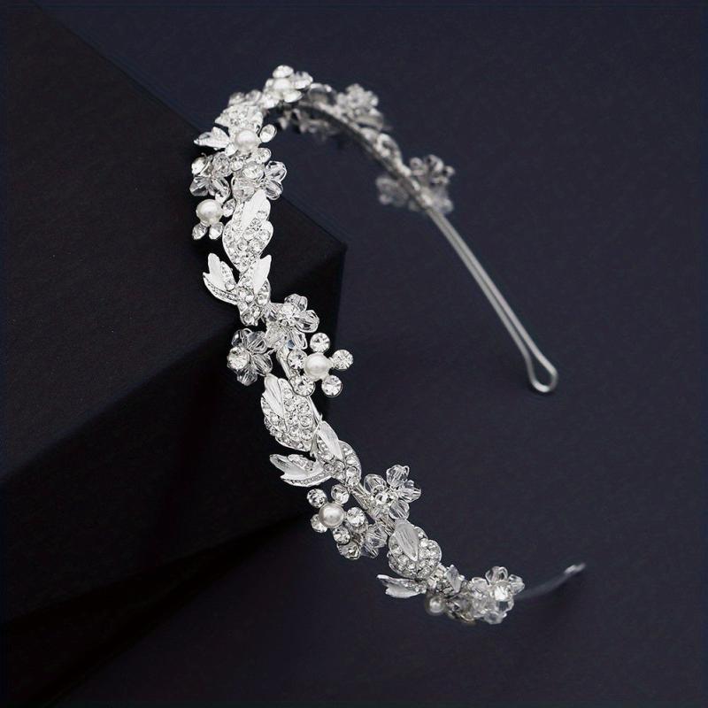 Rhinestone Faux Pearl Headband Alloy Head Hoop Queen Hair Band