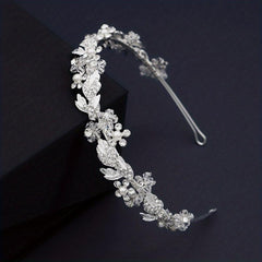 Rhinestone Faux Pearl Headband Alloy Head Hoop Queen Hair Band