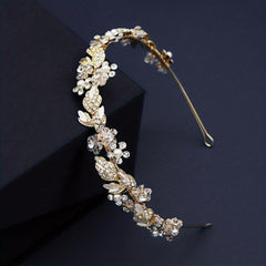 Rhinestone Faux Pearl Headband Alloy Head Hoop Queen Hair Band