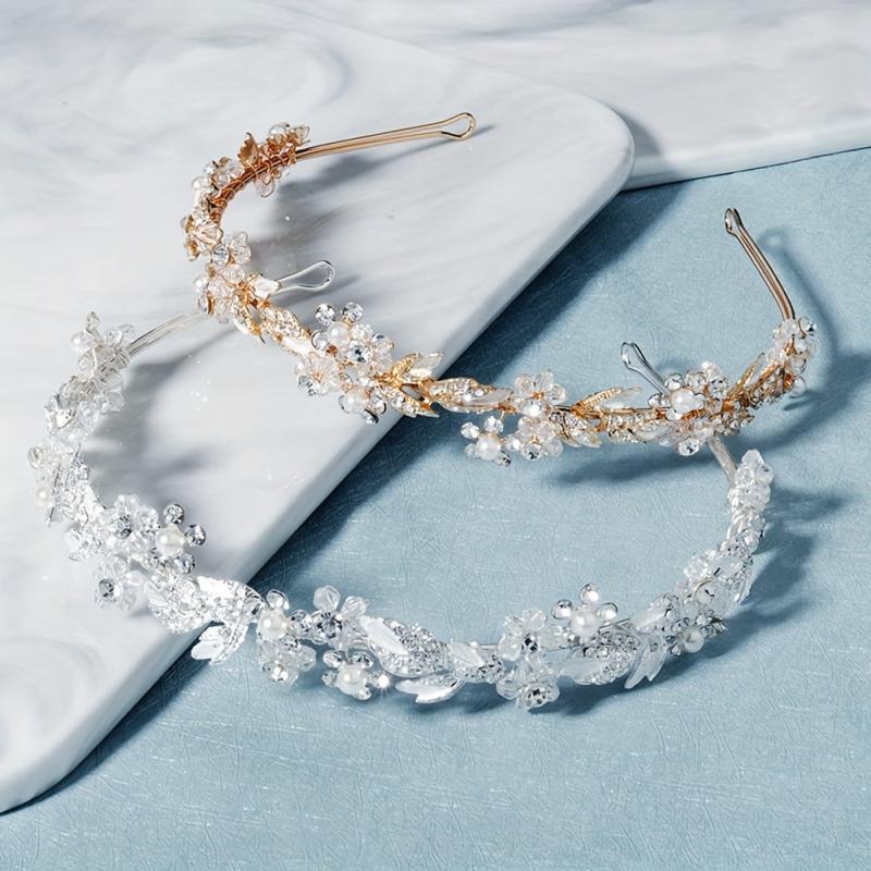 Rhinestone Faux Pearl Headband Alloy Head Hoop Queen Hair Band