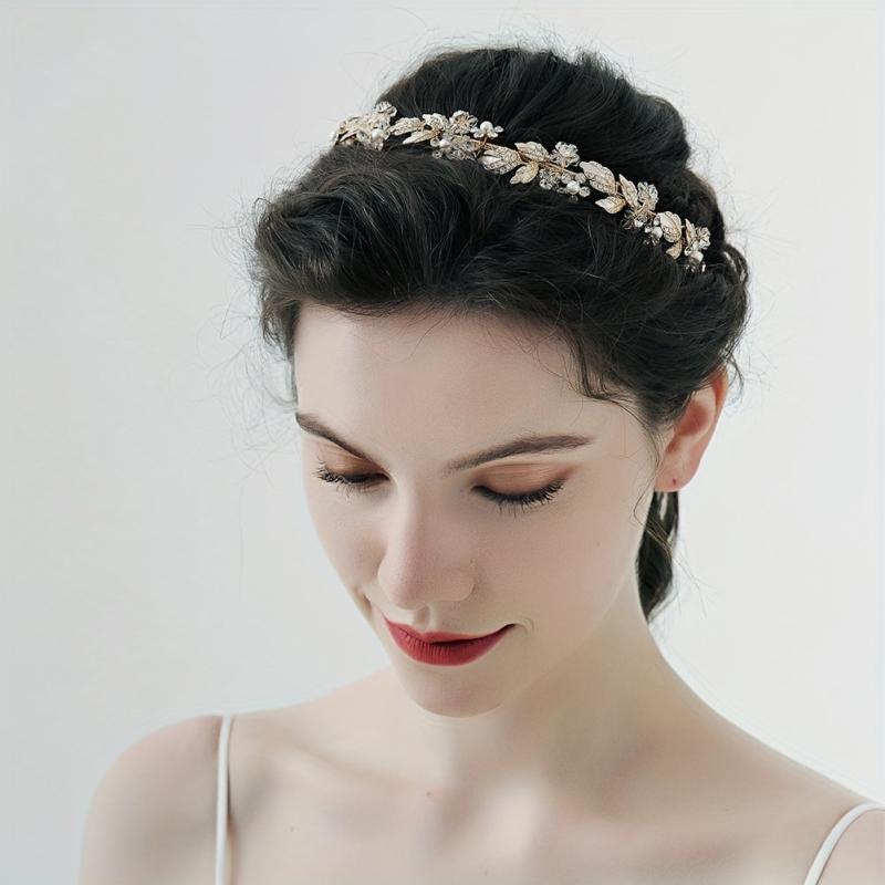 Rhinestone Faux Pearl Headband Alloy Head Hoop Queen Hair Band