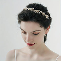 Rhinestone Faux Pearl Headband Alloy Head Hoop Queen Hair Band
