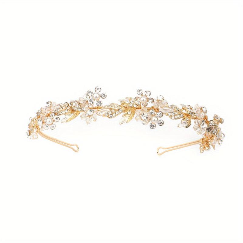 Rhinestone Faux Pearl Headband Alloy Head Hoop Queen Hair Band