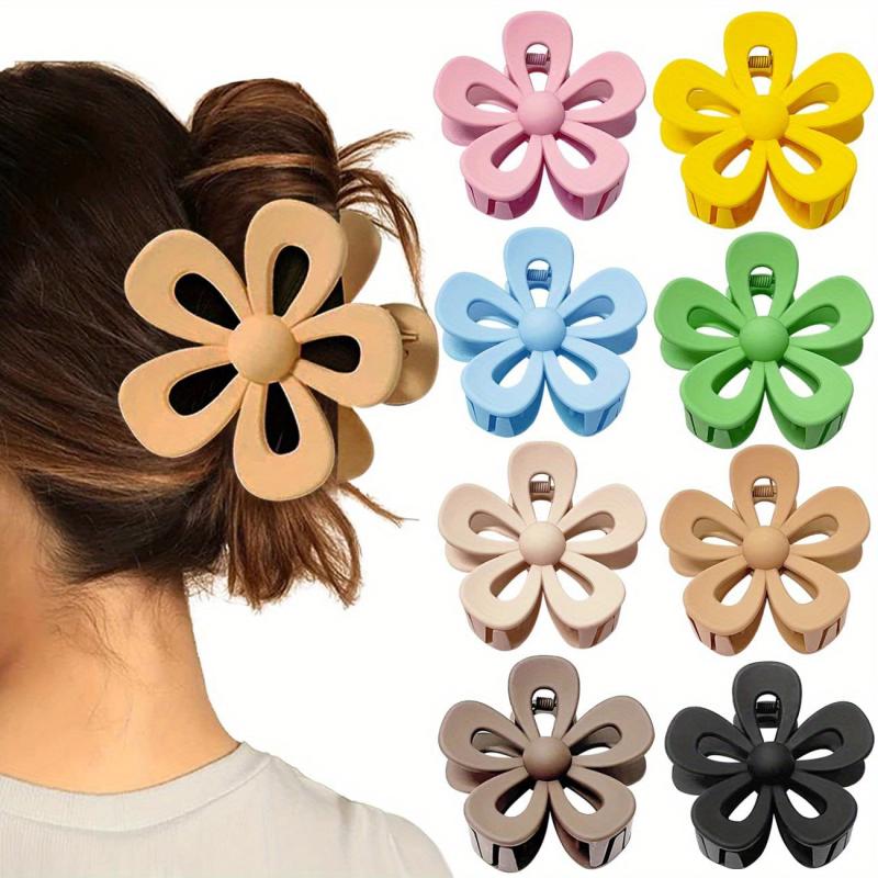 8pcs Flower Hair Claw Clip Solid Nonslip Bun Holder Sweet Hair Claw