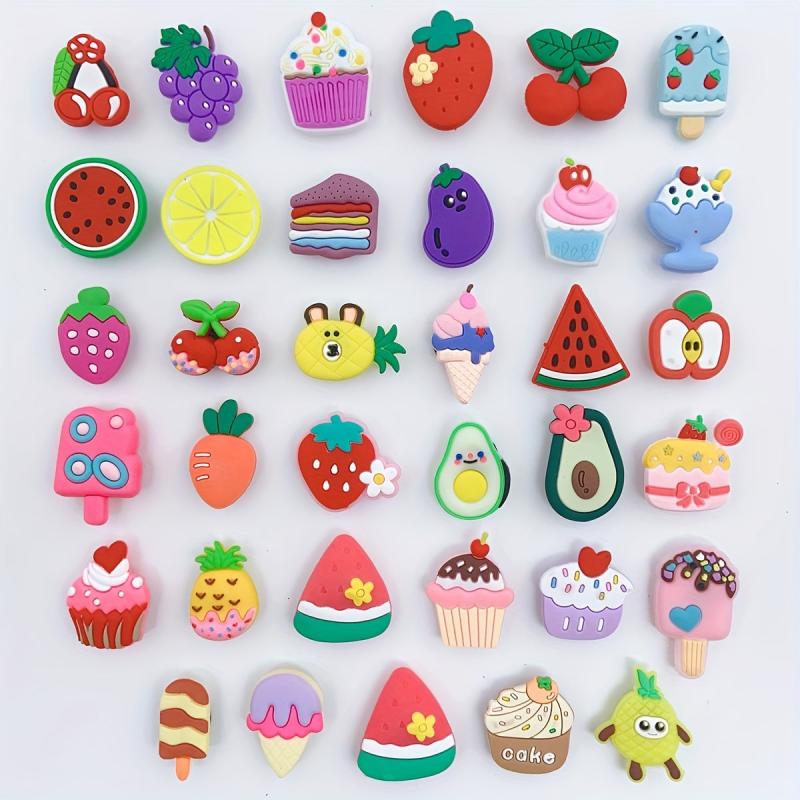 35pcs Strawberry Ice Cream Shoe Charm Resin Clogs DIY Accessories