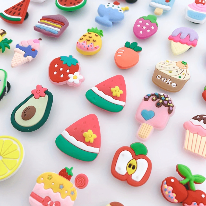 35pcs Strawberry Ice Cream Shoe Charm Resin Clogs DIY Accessories