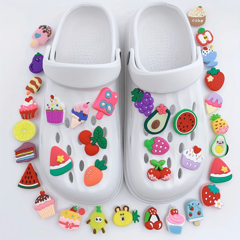 35pcs Strawberry Ice Cream Shoe Charm Resin Clogs DIY Accessories