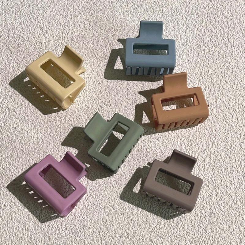 6pcs Small Hair Claw Frosted Rectangle Hair Claw For Thin And Thick Hair