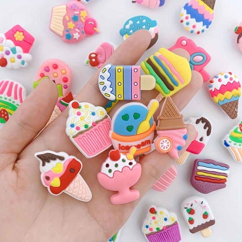 36pcs Ice Cream Cake Shoe Charm Resin Buckle DIY Accessories