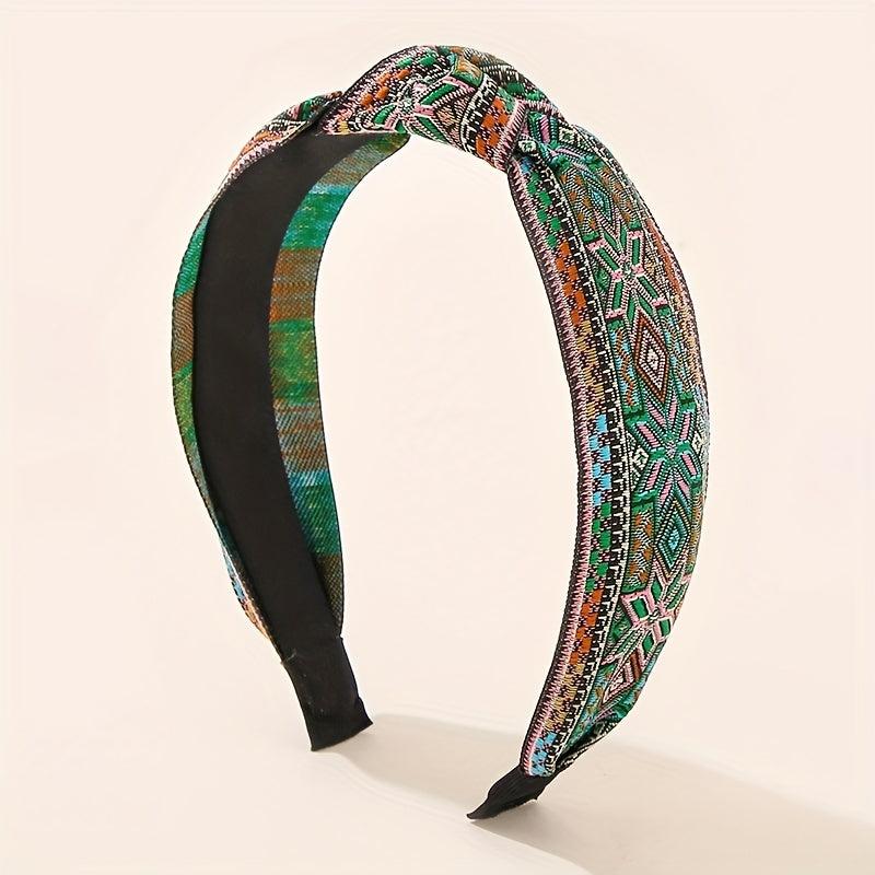 Embroidery Knotted Headband Striped Middle Knot Women's