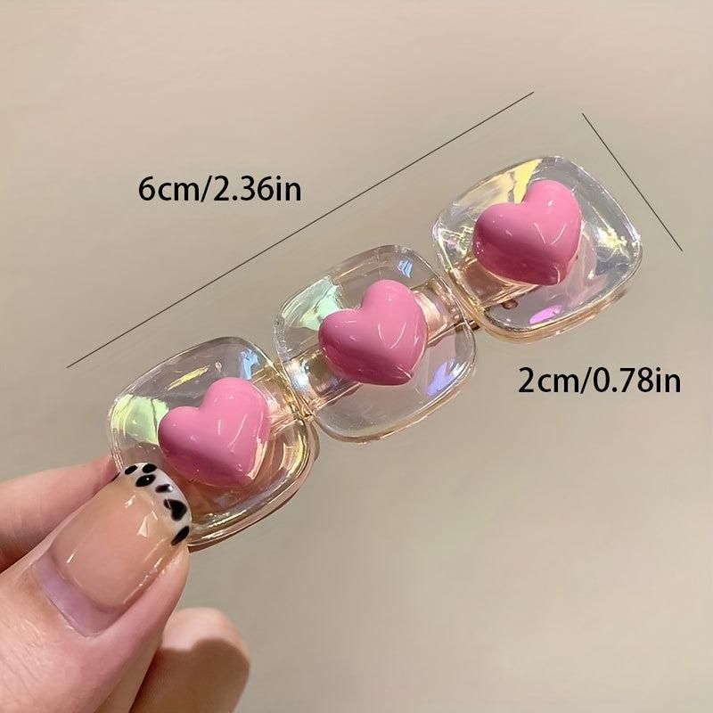 Y2K Pink Heart Shape Hair Clip for Girls