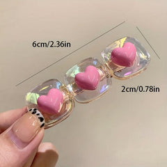 Y2K Pink Heart Shape Hair Clip for Girls