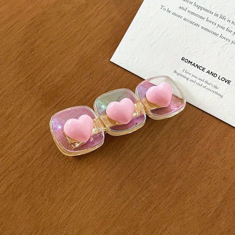 Y2K Pink Heart Shape Hair Clip for Girls