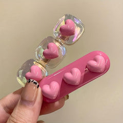 Y2K Pink Heart Shape Hair Clip for Girls