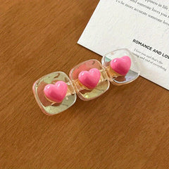 Y2K Pink Heart Shape Hair Clip for Girls