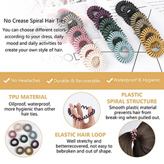 6pcs Spiral Hair Tie No Crease Elastic Ponytail Holder Hair Accessories