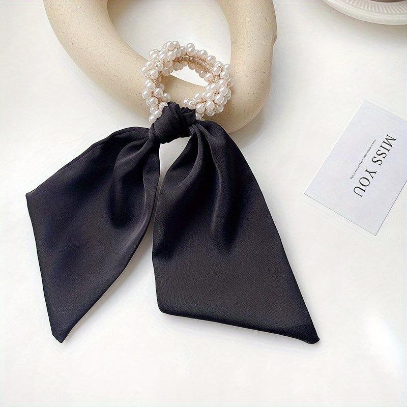 Faux Pearl Hair Tie Elastic Scrunchie Ponytail Holder Head Jewelry