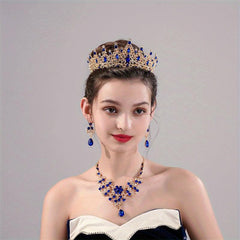 Alloy Crystal Headband Necklace Earrings Set
