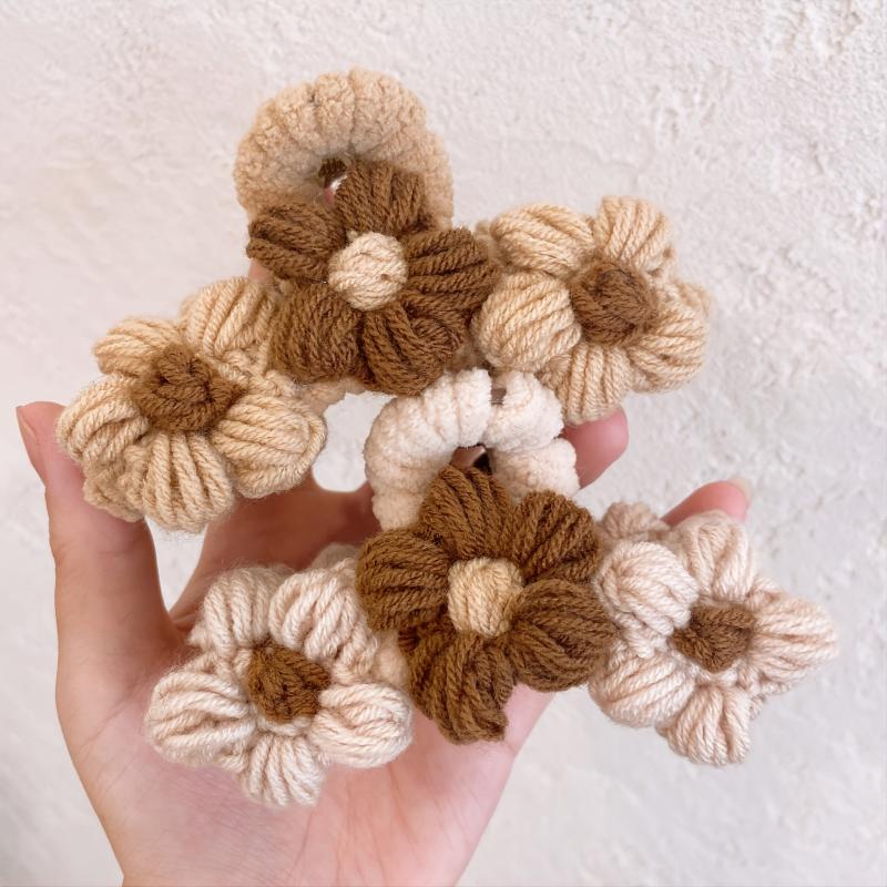Knitted Flower Woolen Hair Claw Clip Winter Grip Thick Hair Accessories