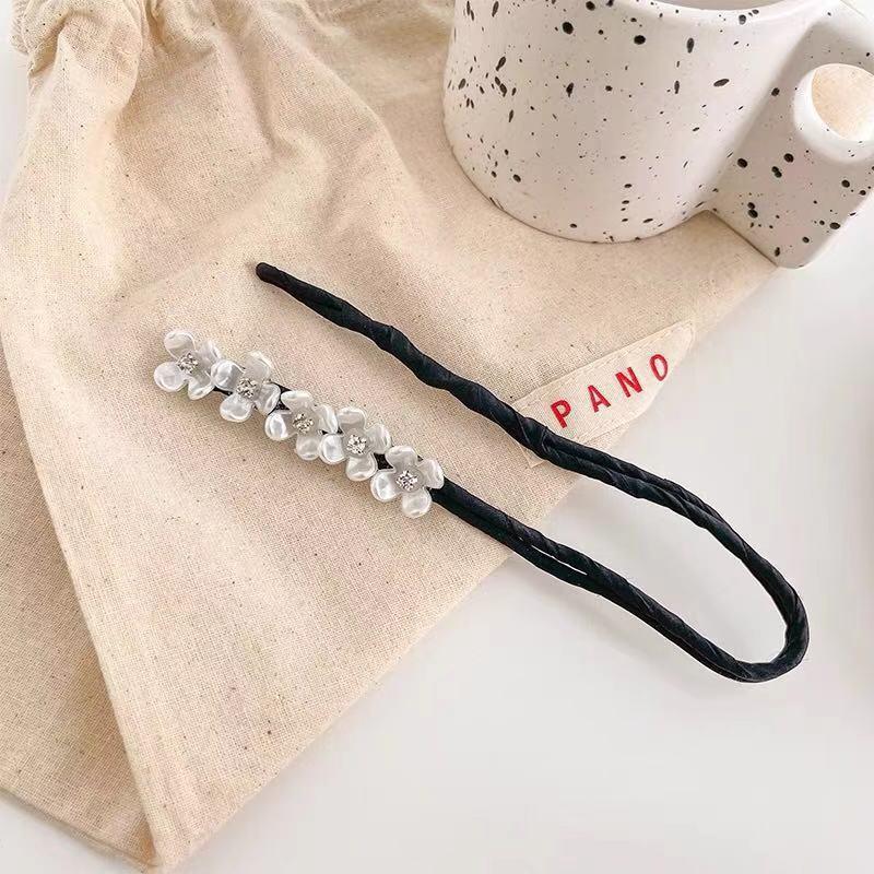 Rhinestone Hair Bun Maker with Pearl and Flower Hair Styling Tool