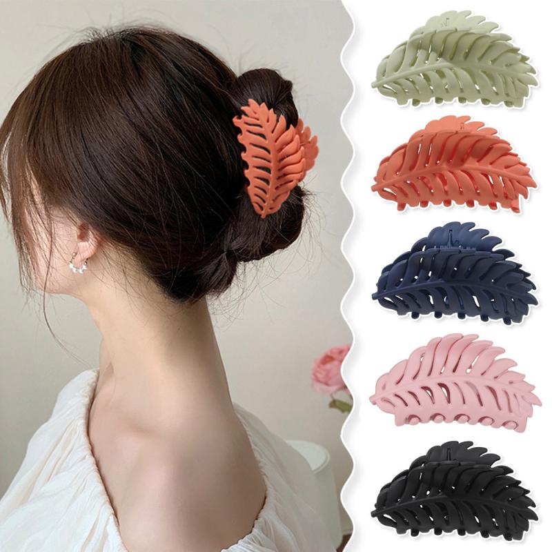 Colorful Frosted Leaves Hair Clip for Women Hollow Leaf Hair Claw