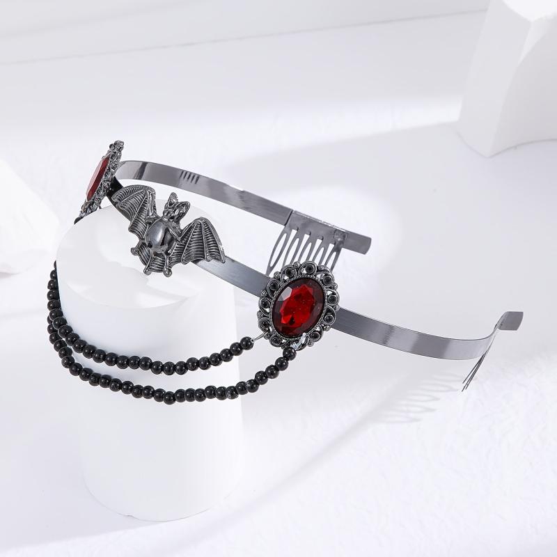 Red Rhinestone Tiara Headband for Halloween Cosplay