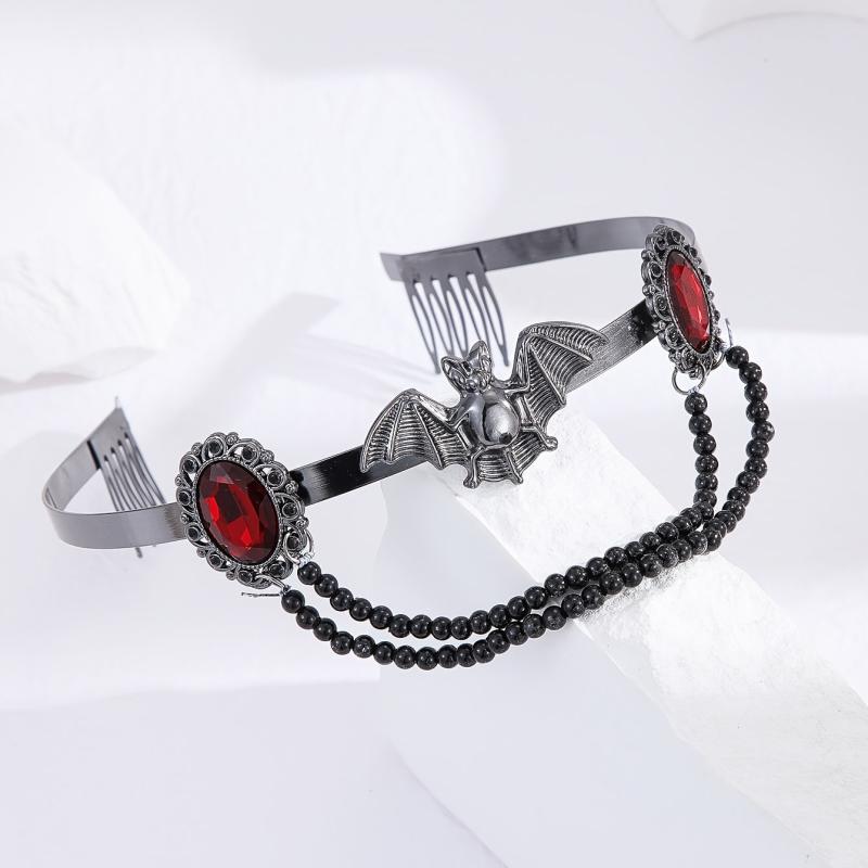 Red Rhinestone Tiara Headband for Halloween Cosplay