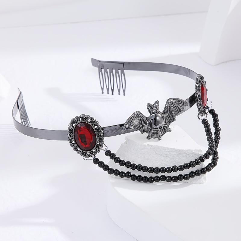 Red Rhinestone Tiara Headband for Halloween Cosplay