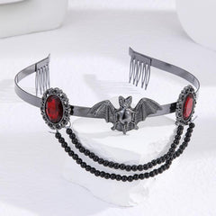 Red Rhinestone Tiara Headband for Halloween Cosplay