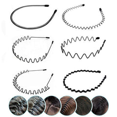 6pcs Wavy Nonslip Hair Band Set Metal Headband Sports Sweatband Hair Accessories