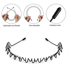 6pcs Wavy Nonslip Hair Band Set Metal Headband Sports Sweatband Hair Accessories