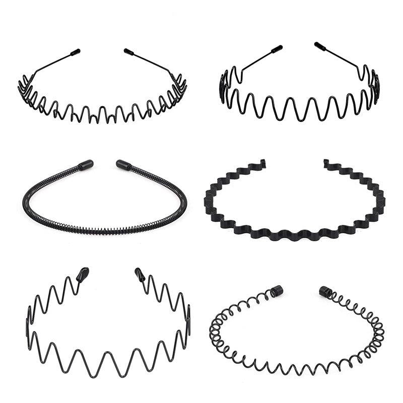6pcs Wavy Nonslip Hair Band Set Metal Headband Sports Sweatband Hair Accessories