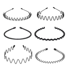 6pcs Wavy Nonslip Hair Band Set Metal Headband Sports Sweatband Hair Accessories