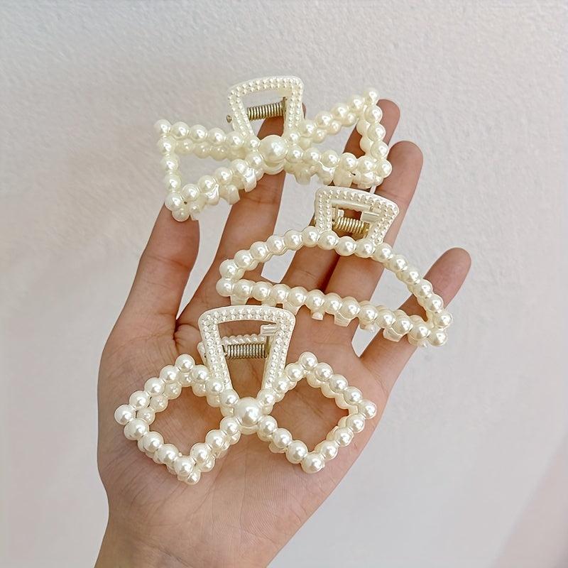 Faux Pearl Hair Pins Geometric Hair Claw Clips