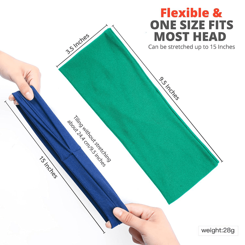 Solid Wide Brim Headband Non Slip Elastic Sweat Band