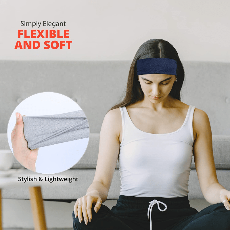 Solid Wide Brim Headband Non Slip Elastic Sweat Band