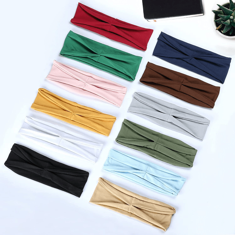 Solid Wide Brim Headband Non Slip Elastic Sweat Band