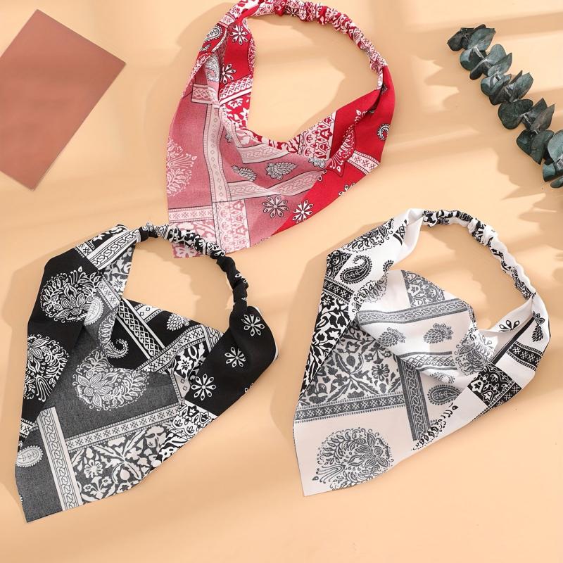 3pcs Paisley Print Hair Bandanas Head Kerchief Bandana Print Scarf Triangle