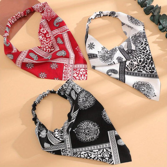 3pcs Paisley Print Hair Bandanas Head Kerchief Bandana Print Scarf Triangle