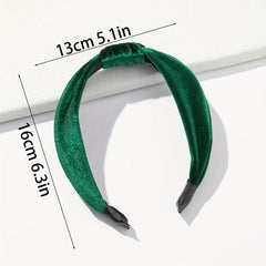 Green Fabric Hair Hoop Knotted Headband Glitter Hair Accessory for Women